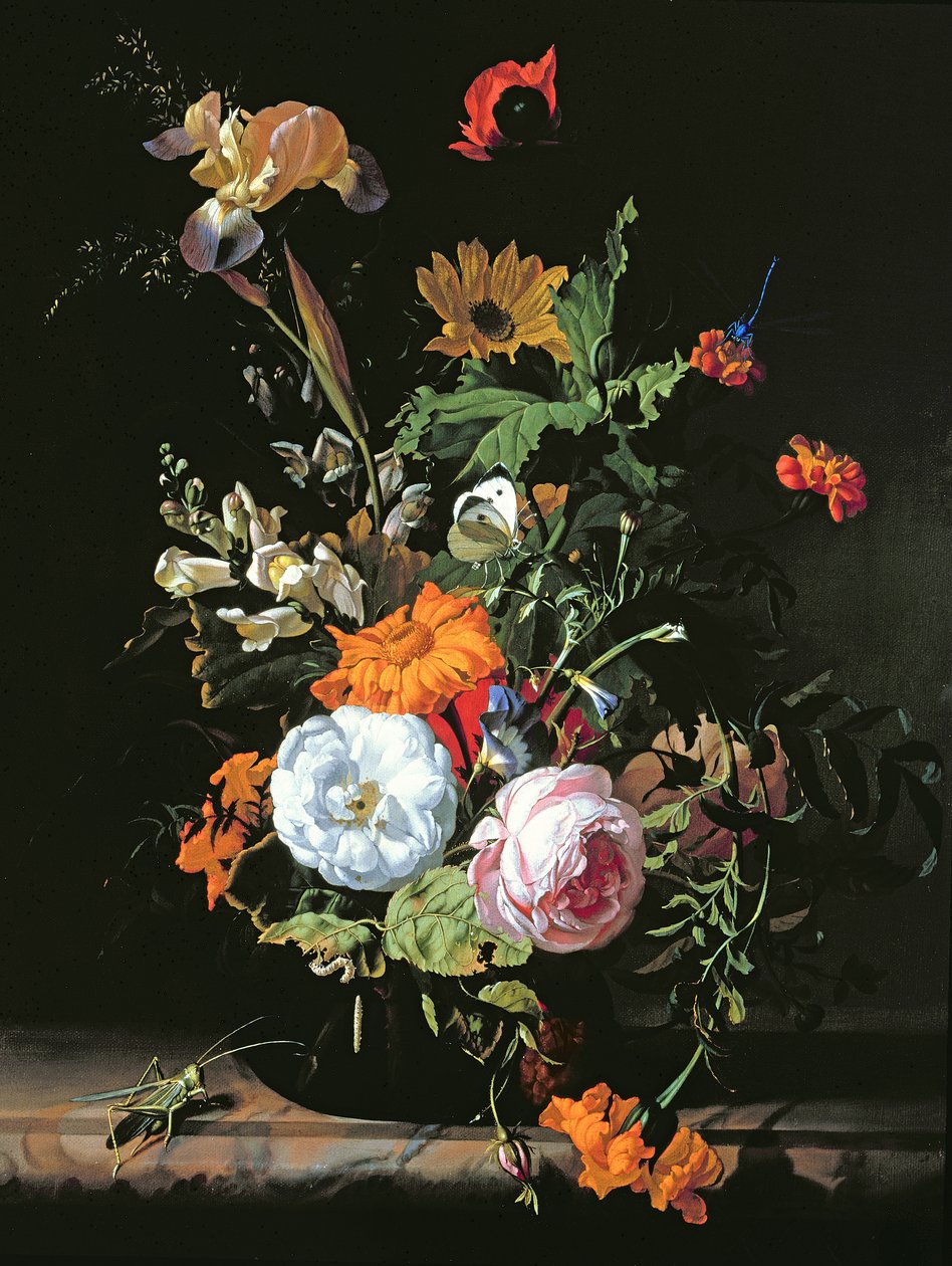 Martwa natura z letnich kwiatów (olej na płótnie na desce) autorstwa Rachel Ruysch