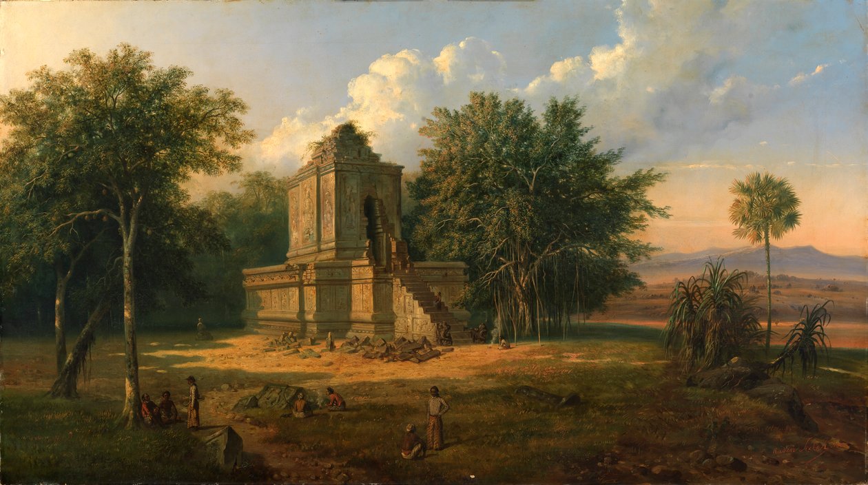 Jawajska świątynia w ruinach, 1860. autorstwa Raden Saleh