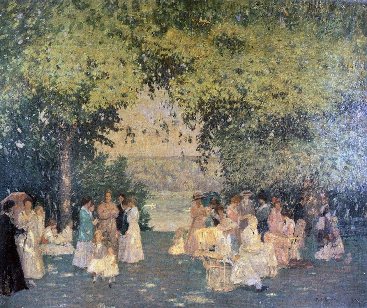 Letnie spotkanie, 1920 olej na płótnie autorstwa Rae Sloan Bredin