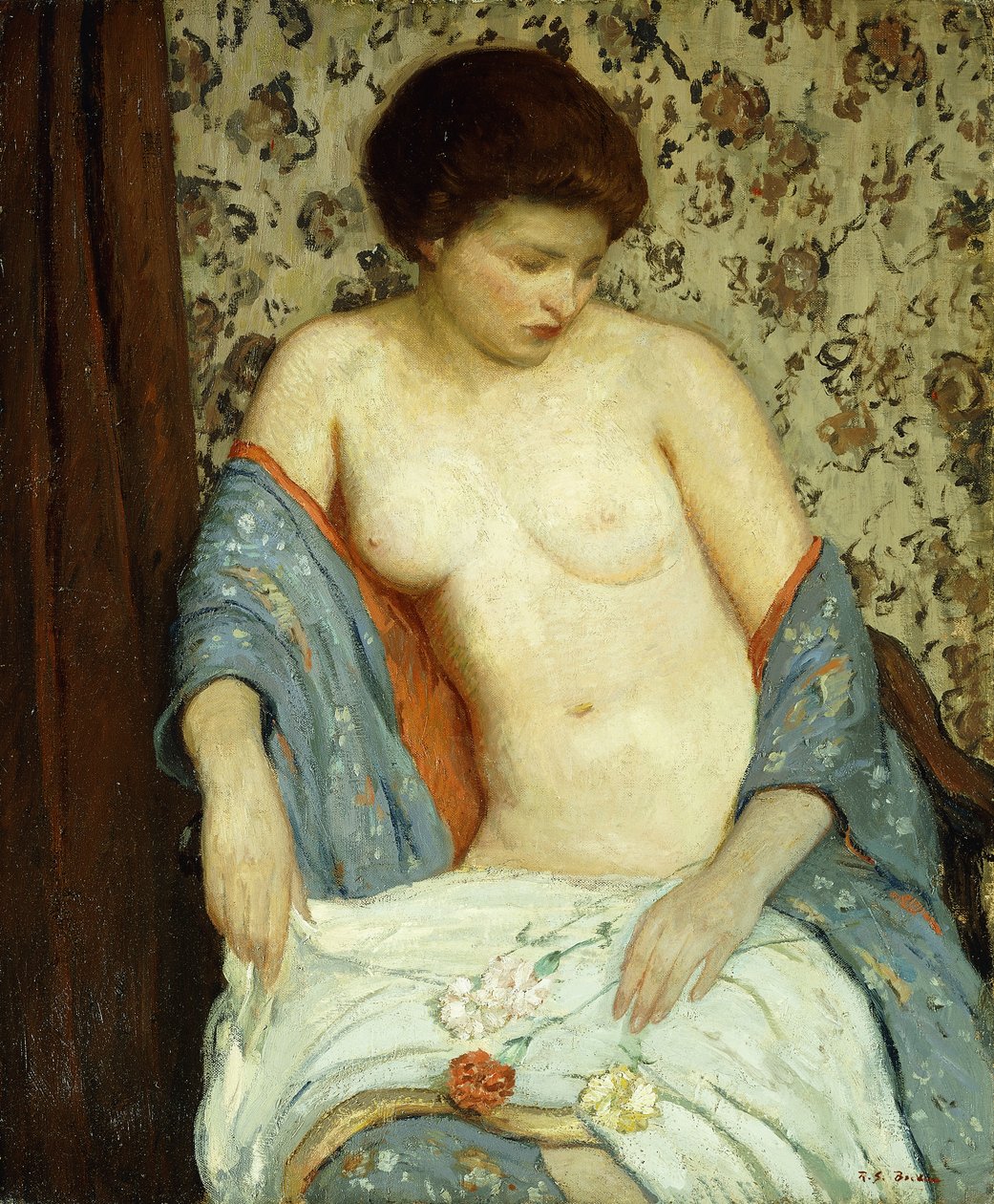 Akt z niebieskim kimonem (olej na płótnie) autorstwa Rae Sloan Bredin