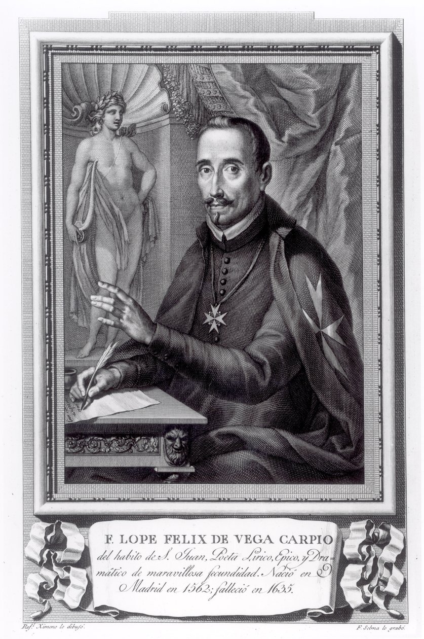 Portret Lope Felix autorstwa Vega Carpio (1562-1635) grawerowany przez Fernando Selmę (1752-1810) autorstwa Rafael Ximeno y Planes