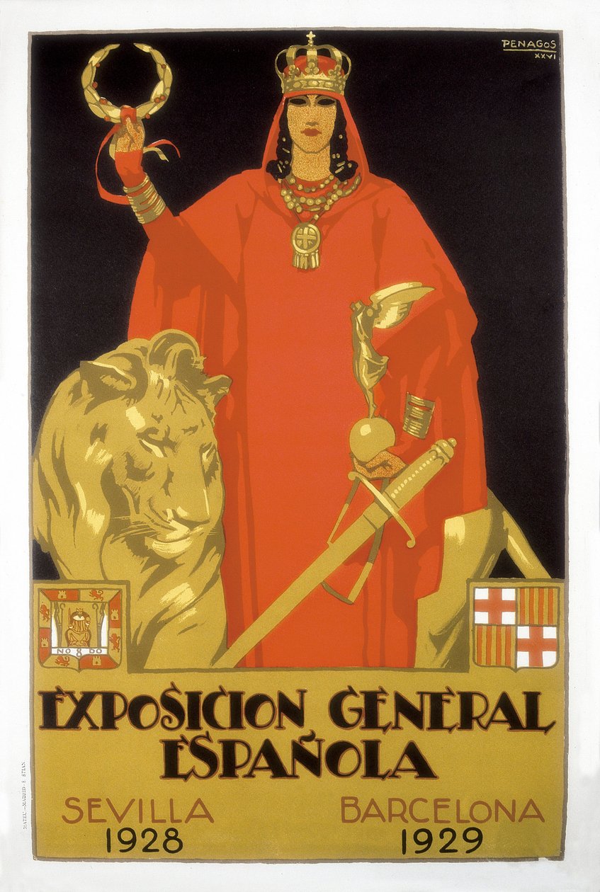 Exposicion General Espanola, Sewilla 1928 - Barcelona 1929 (plakat) autorstwa Rafael de Penagos