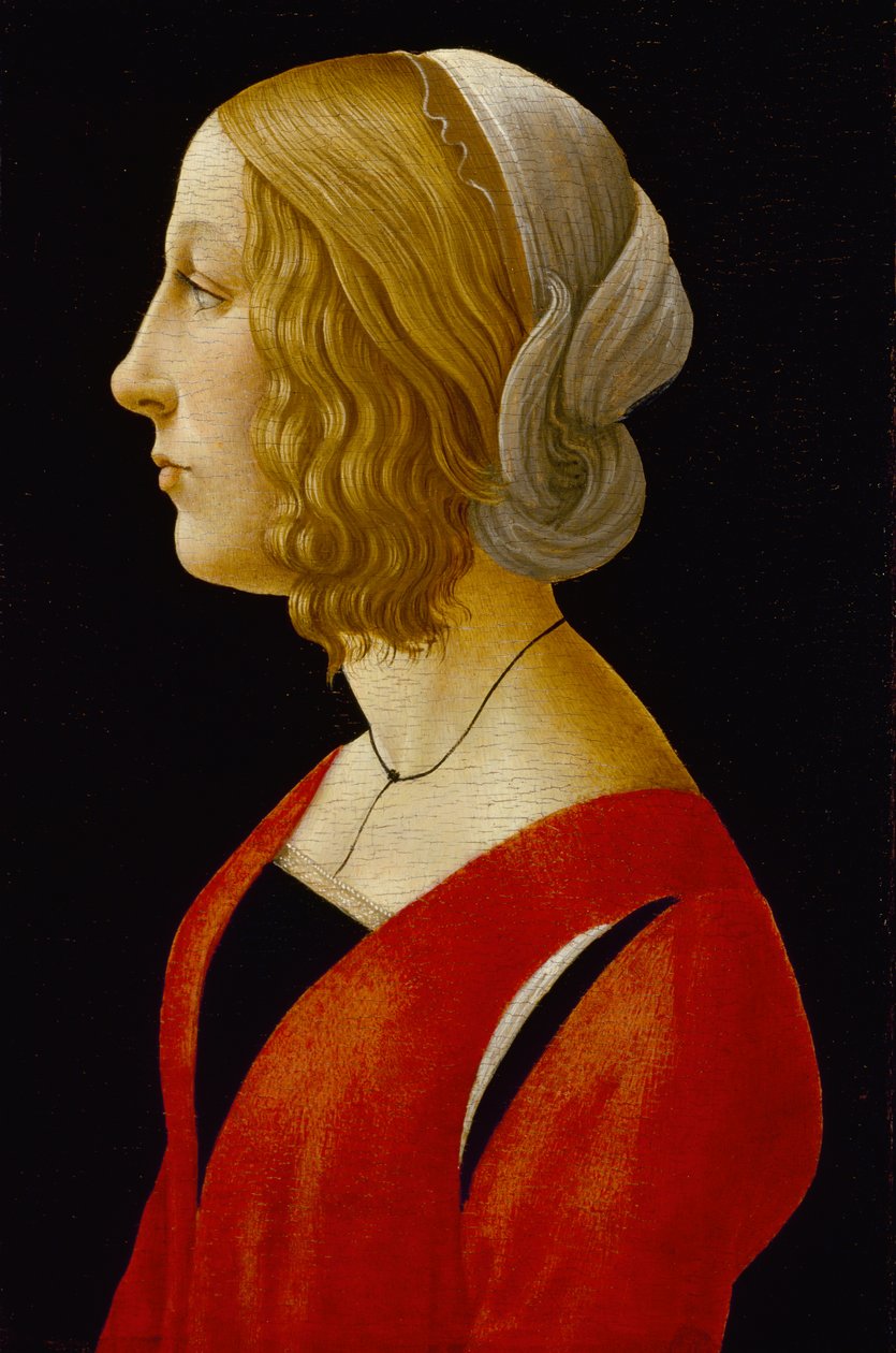 Popiersie młodej kobiety, ok. 1485-90 (tempera na panelu) autorstwa Raffaellino del Garbo