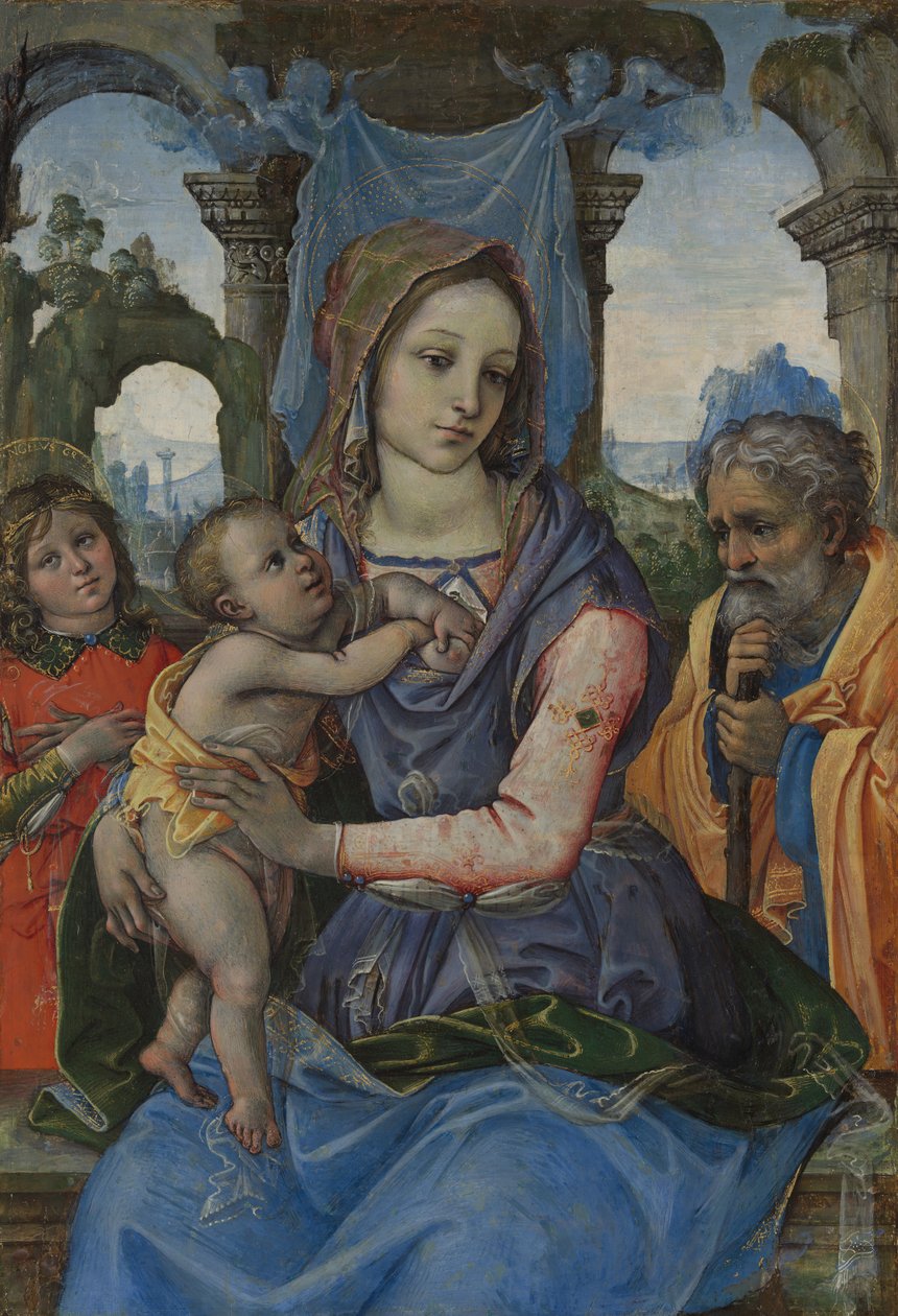 Madonna z Dzieciątkiem ze Świętym Józefem i Aniołem. autorstwa Raffaellino del Garbo