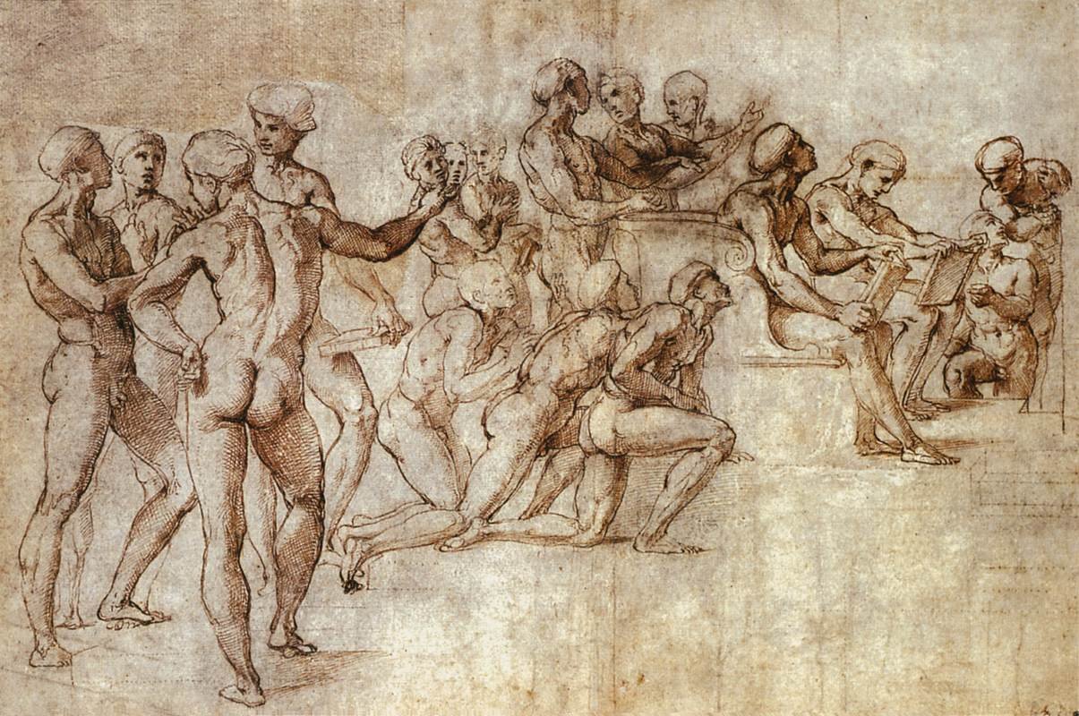 Nagie studium Garzone dla sporu autorstwa Raffaello Sanzio Raphael