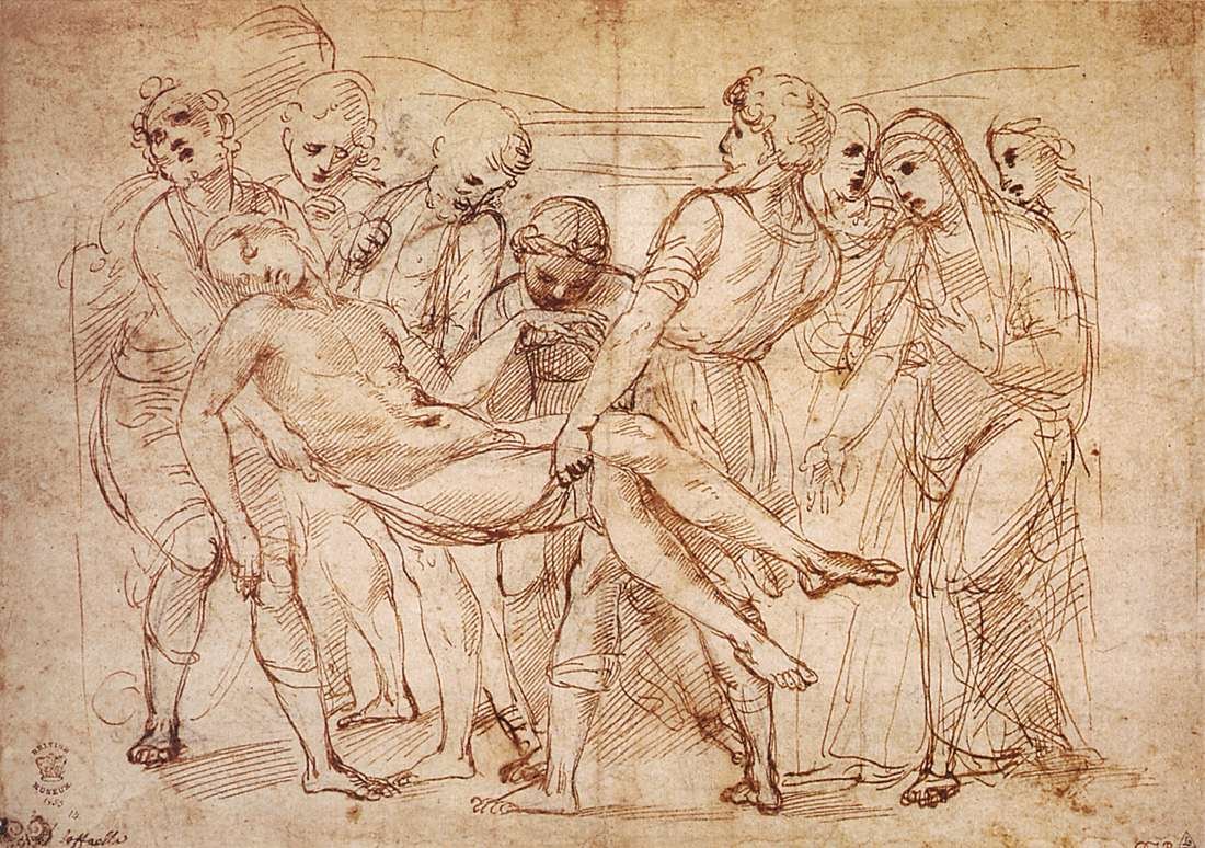 Studium przed złożeniem do grobu autorstwa Raffaello Sanzio Raphael