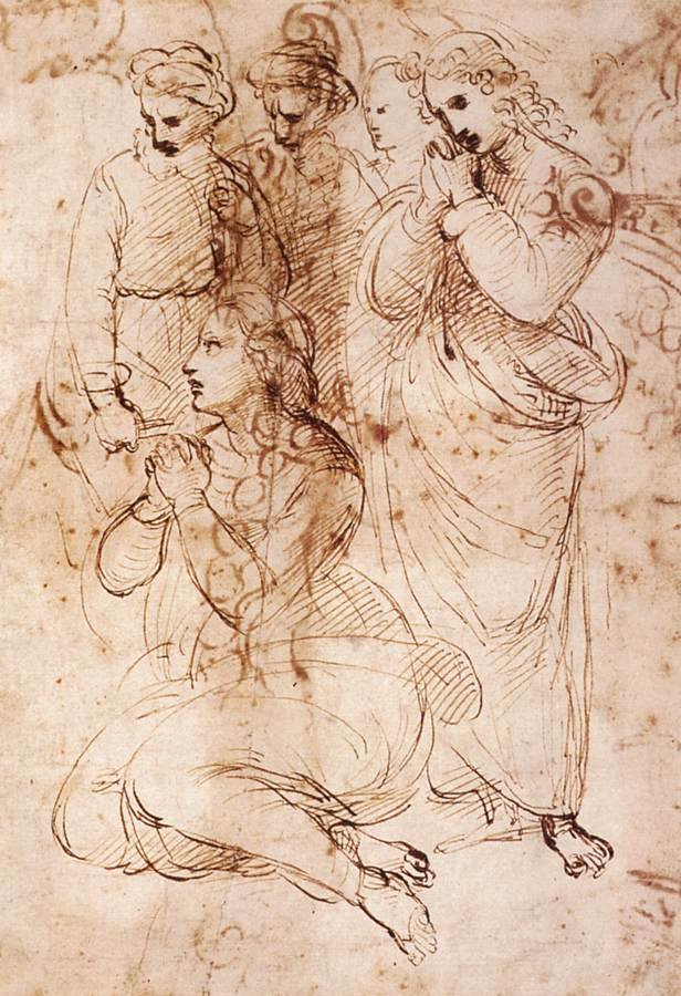 Studium postaci żałobnych autorstwa Raffaello Sanzio Raphael