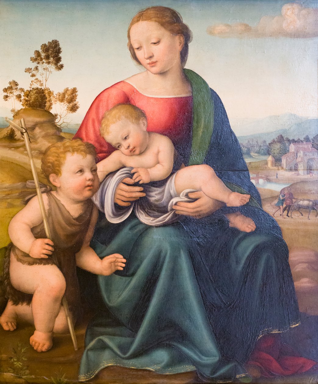 Madonna z Dzieciątkiem i młodym św. Janem, początek XVI wieku, Raffaello Botticini (olej na desce) autorstwa Raffaello (attr.to) Botticini