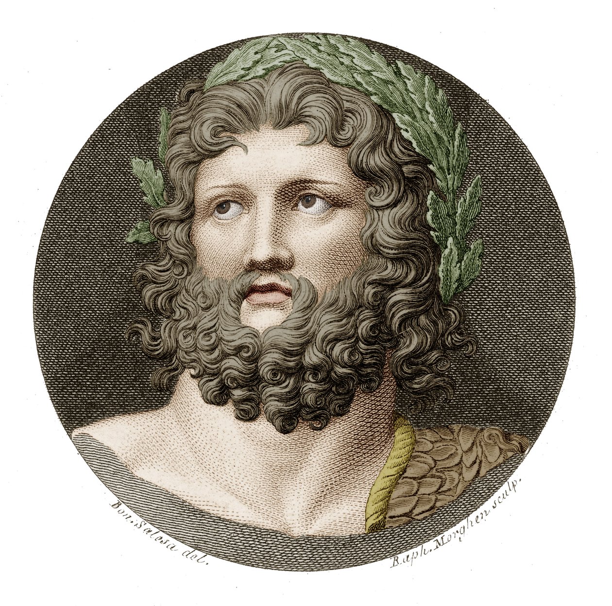 Zeus (kolorowy grawerunek) autorstwa Raffaello Sanzio Morghen