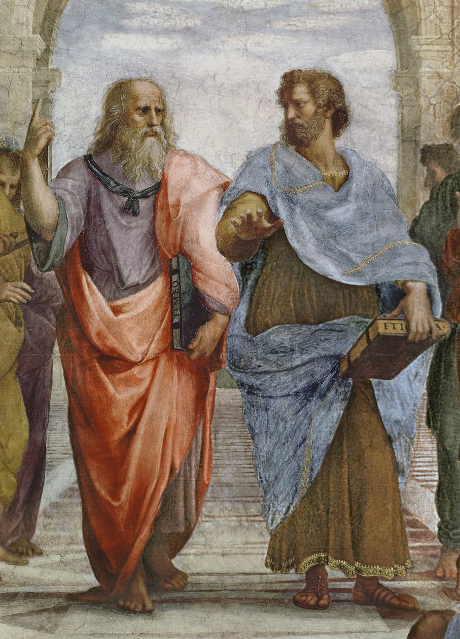 Arystoteles i Platon: fragment Szkoły Ateńskiej, 1510-11 fragment fresku z 472 autorstwa Raffaello Sanzio Raphael