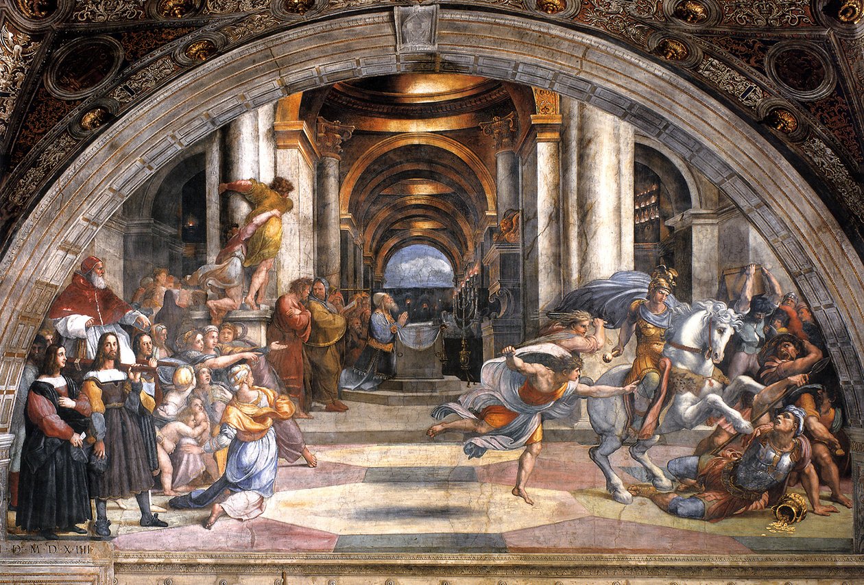 Wypędzenie Heliodora, 1511-1512 autorstwa Raffaello Sanzio Raphael