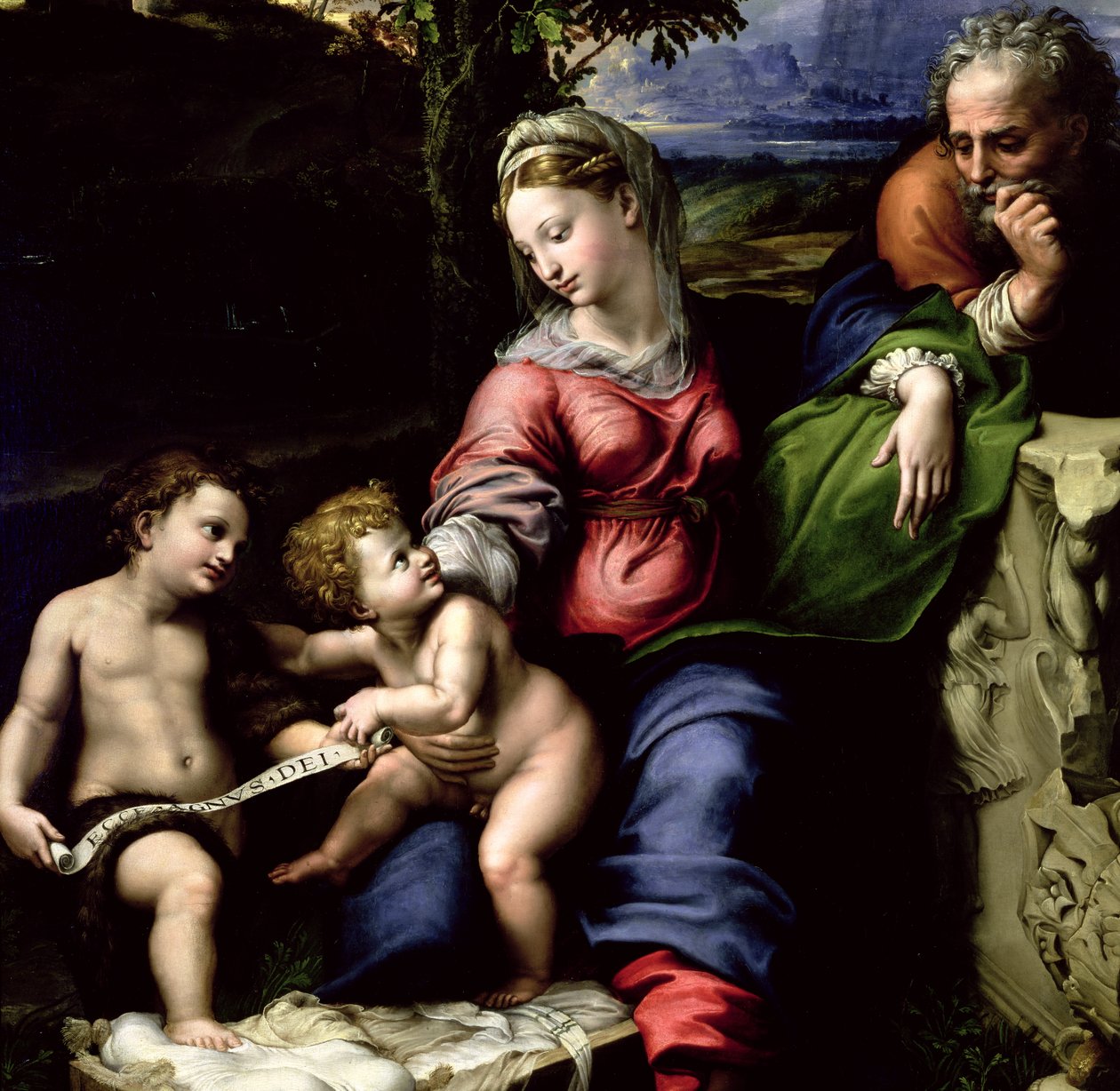 Święta Rodzina na drzewie dębowym, ok. 1518 (detal z 56298) autorstwa Raffaello Sanzio Raphael