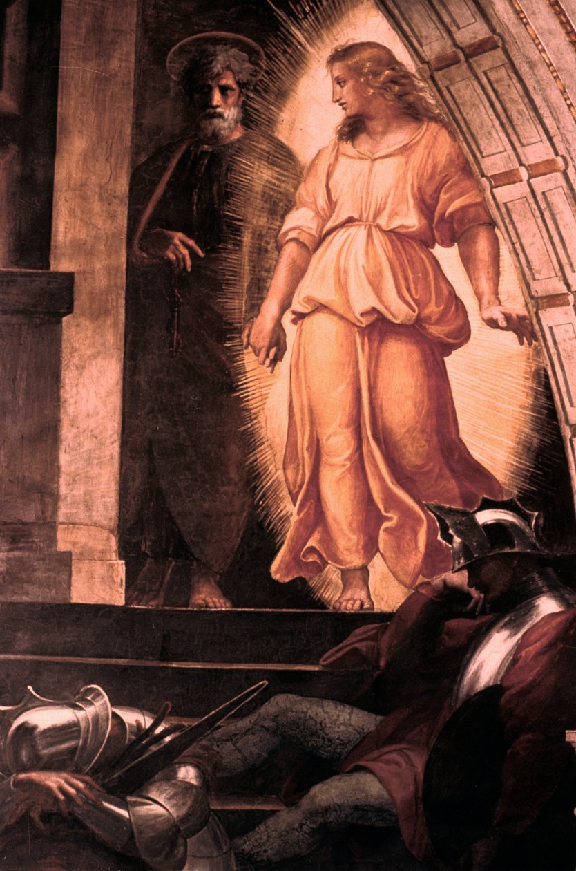 Detal Wyzwolenie św. Piotra, 1514 autorstwa Raffaello Sanzio Raphael