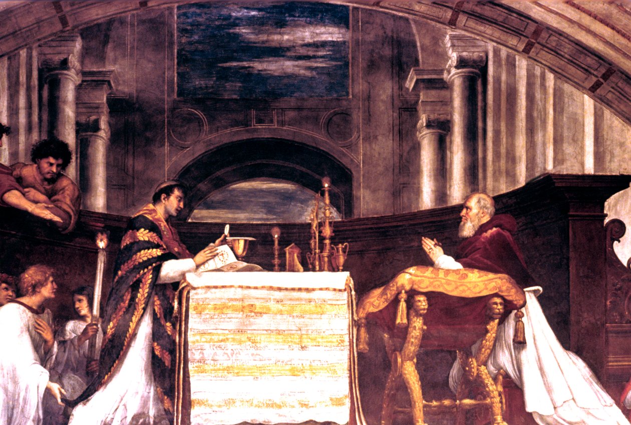 Msza w Bolsena detal, 1512 autorstwa Raffaello Sanzio Raphael