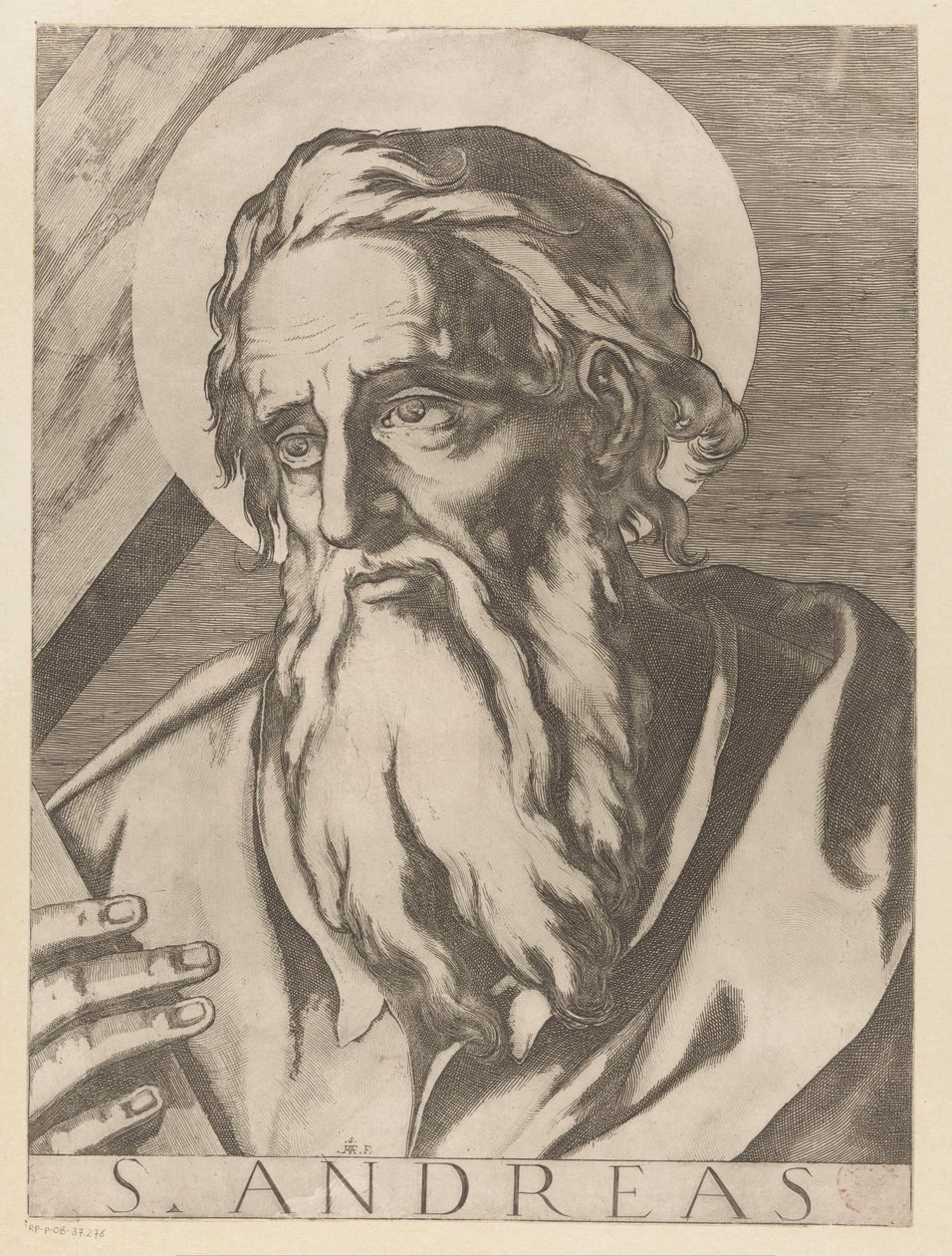 Święty Andrzej Św. Andrzej (tytuł na obiekcie) Chrystus, Maryja en de twaalf apostelen (tytuł serii) Święte Kolegium Apostolskie (tytuł serii) autorstwa Raffaello Schiaminossi