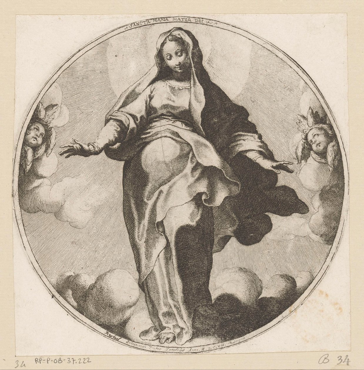 Maryja w chmurach Sancta Maria Mater Dei (tytuł na obiekcie) autorstwa Raffaello Schiaminossi