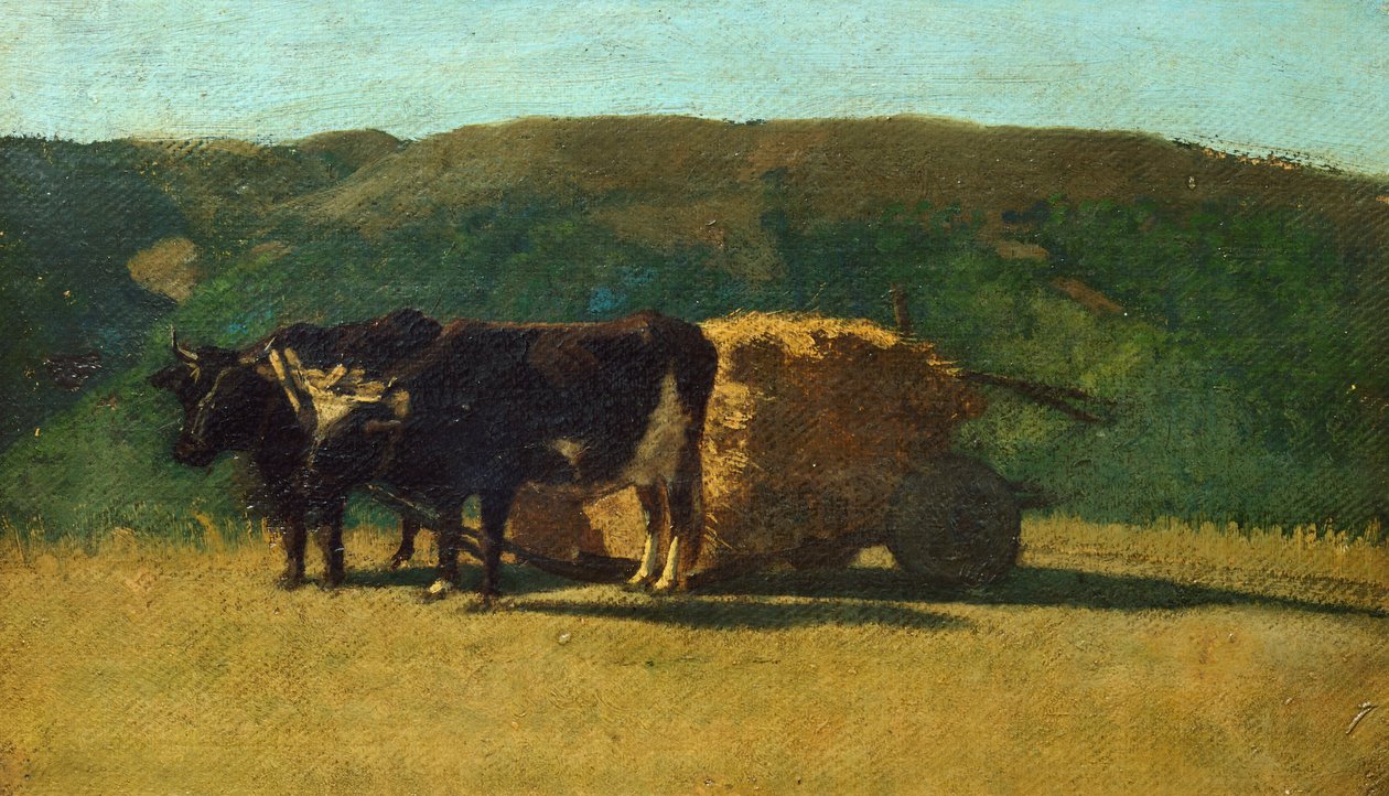 Czarne woły ciągnące wóz – Raffaello Sernesi (1838-1866) autorstwa Raffaello Sernesi