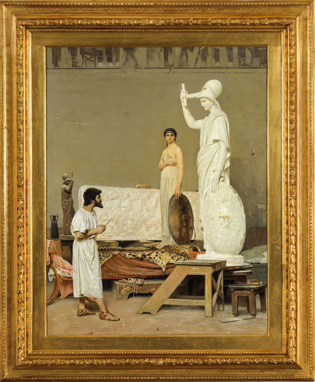 Fidiasz pracujący nad swoim posągiem Minerwy, 1869. autorstwa Raffaello Sorbi