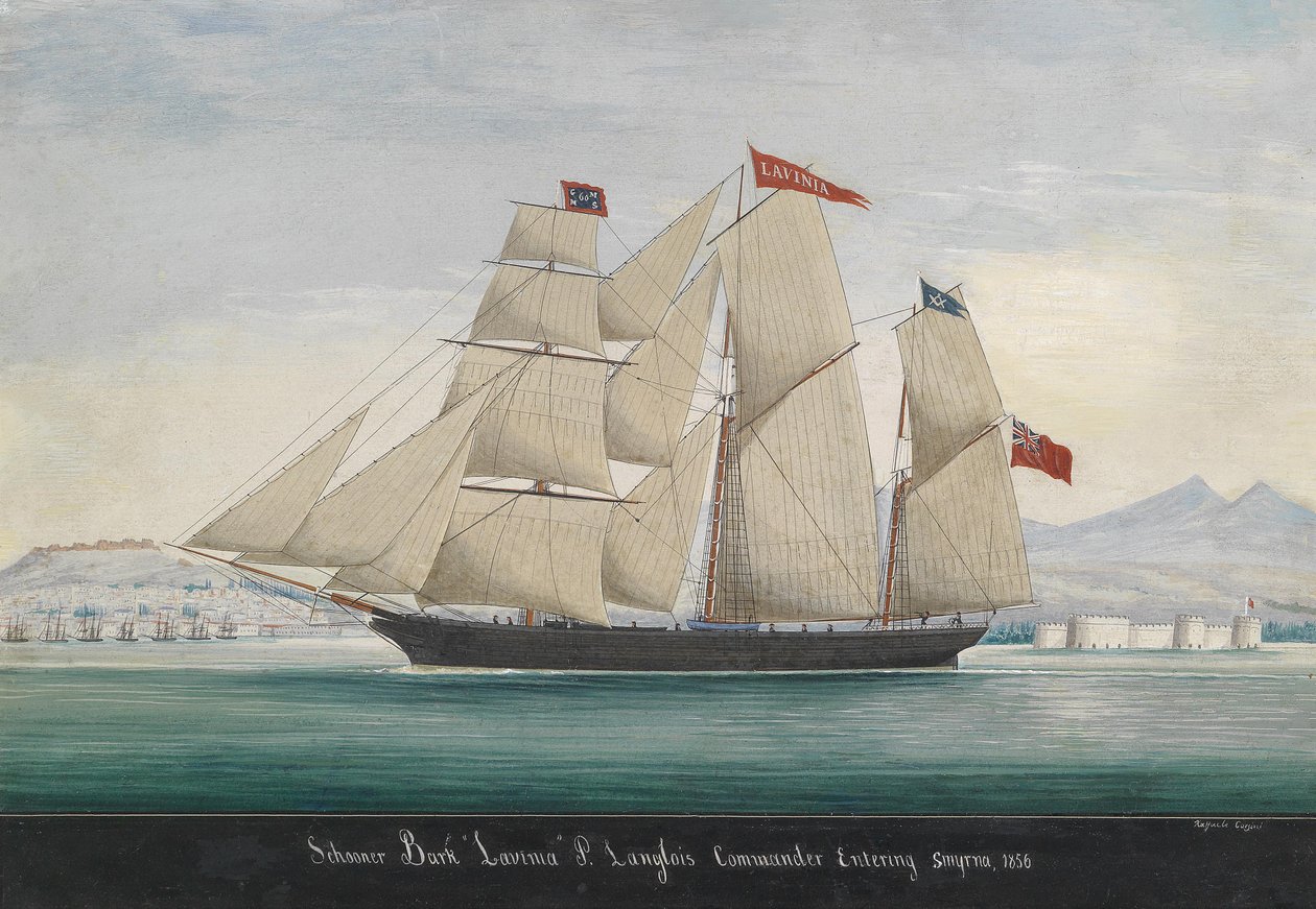Szkuner Kora Lavinia, dowódca P. Langlois, wjazd do Smyrny 1856 autorstwa Raffaelo Corsini