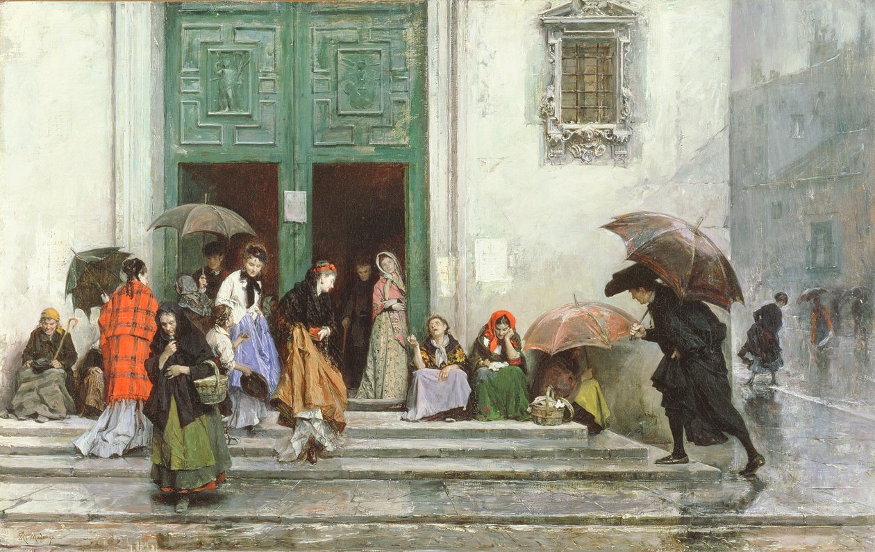 Wyjście z kościoła, przed 1875 autorstwa Raimundo de Madrazo y Garreta