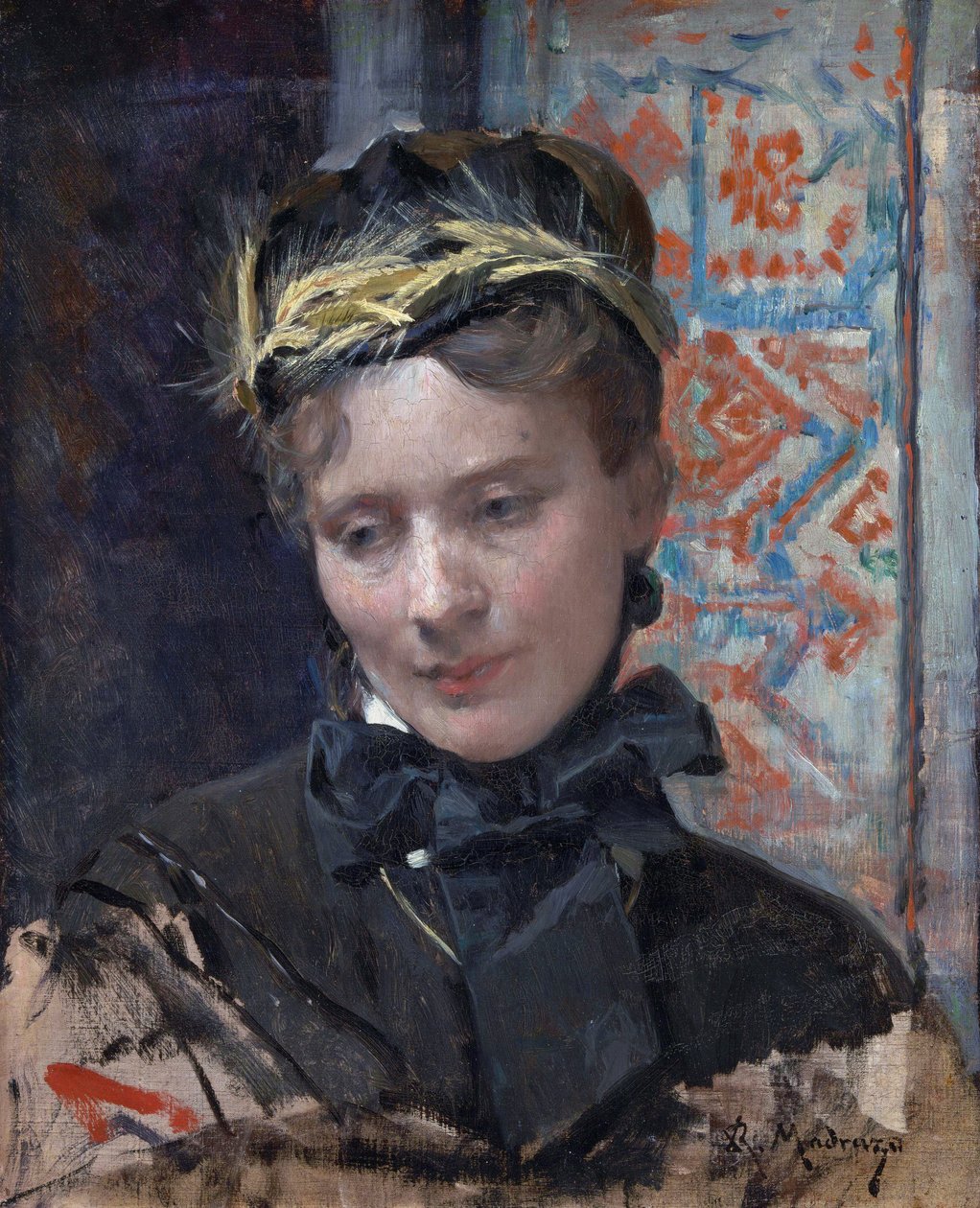 Portret damy - Obraz Raimundo de Madrazo y Garreta (1841-1920), olej na płótnie 1885-1896 - National Gallery, Londyn 49,5x40 autorstwa Raimundo de Madrazo y Garreta