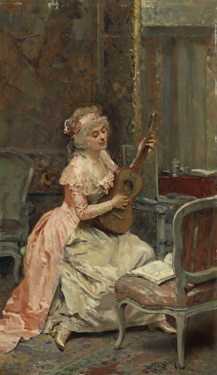 Kobieta z gitarą, ok.1870 autorstwa Raimundo de Madrazo y Garreta