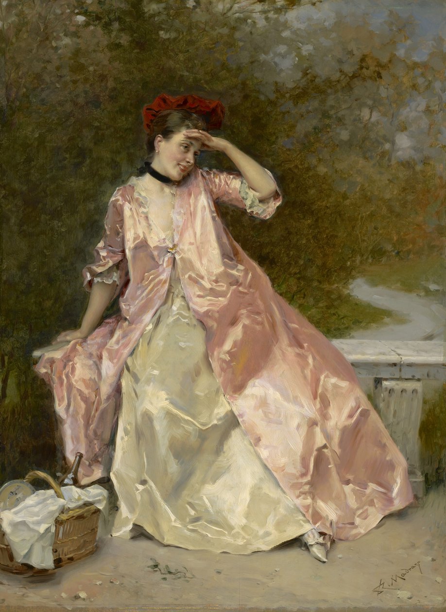 Kobieta z koszem piknikowym, ok. 1890 autorstwa Raimundo de Madrazo y Garreta