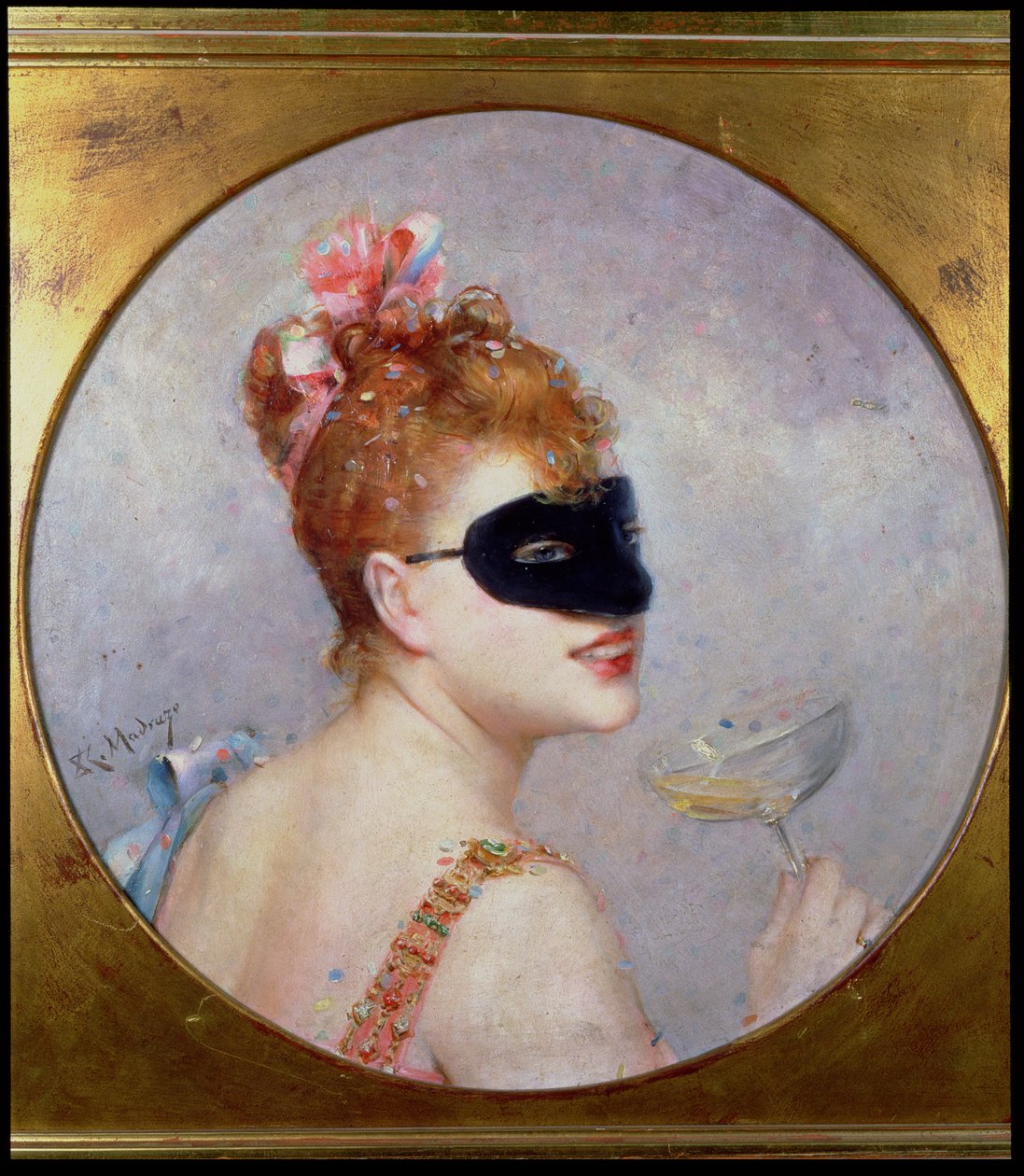 Kobieta w masce (olej na płótnie) autorstwa Raimundo de Madrazo y Garreta