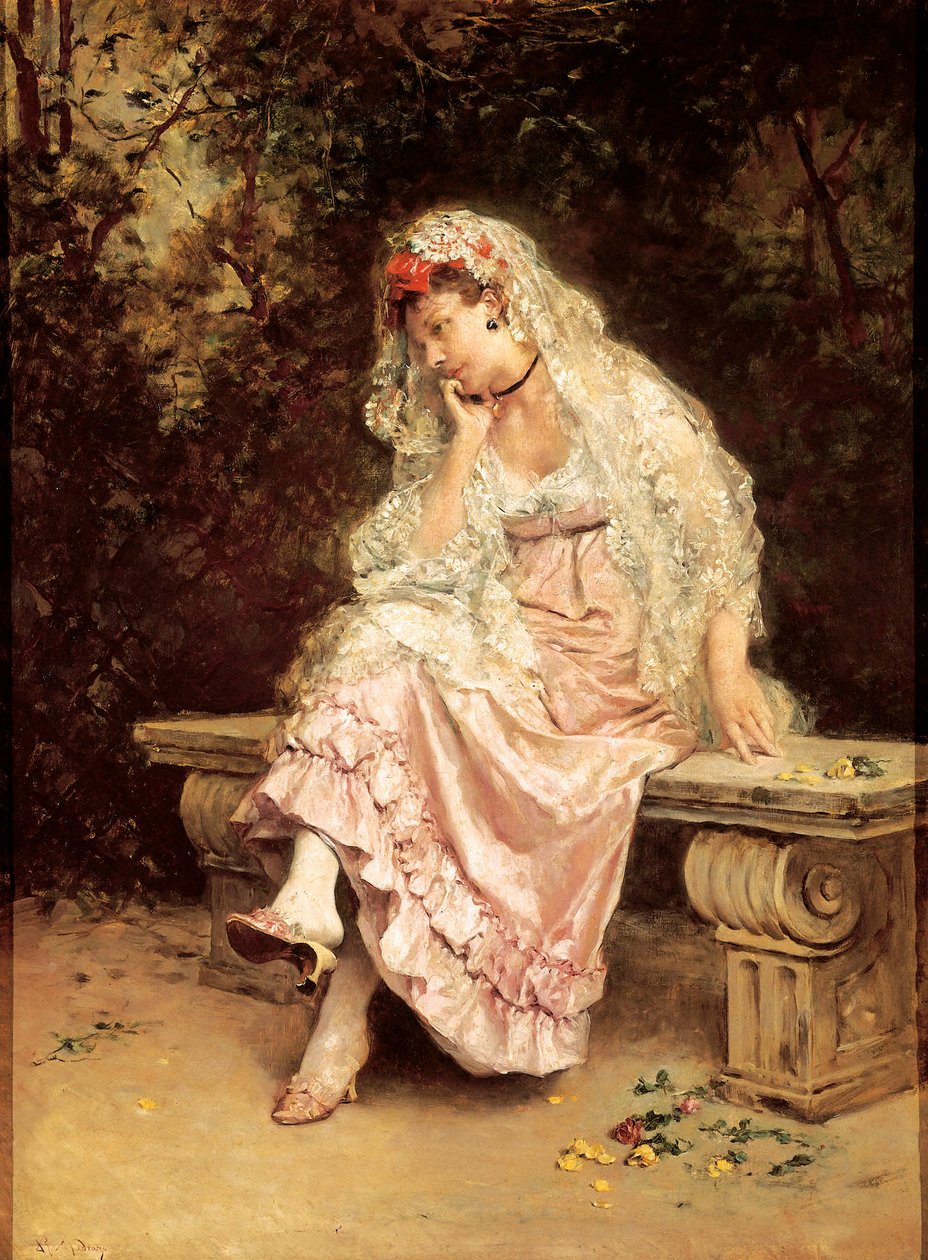 „„ Młoda kobieta w ogrodzie ”” Obraz Raimundo Madrazo (1841-1920). Około 1900. Bilbao, Muzeum Sztuk Pięknych. autorstwa Raimundo de Madrazo y Garreta