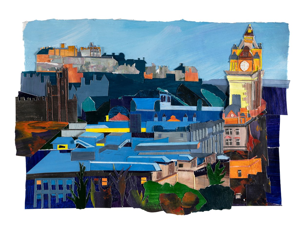 Edynburg, 2021 (akryl i kolaż na papierze) autorstwa Raina Goran