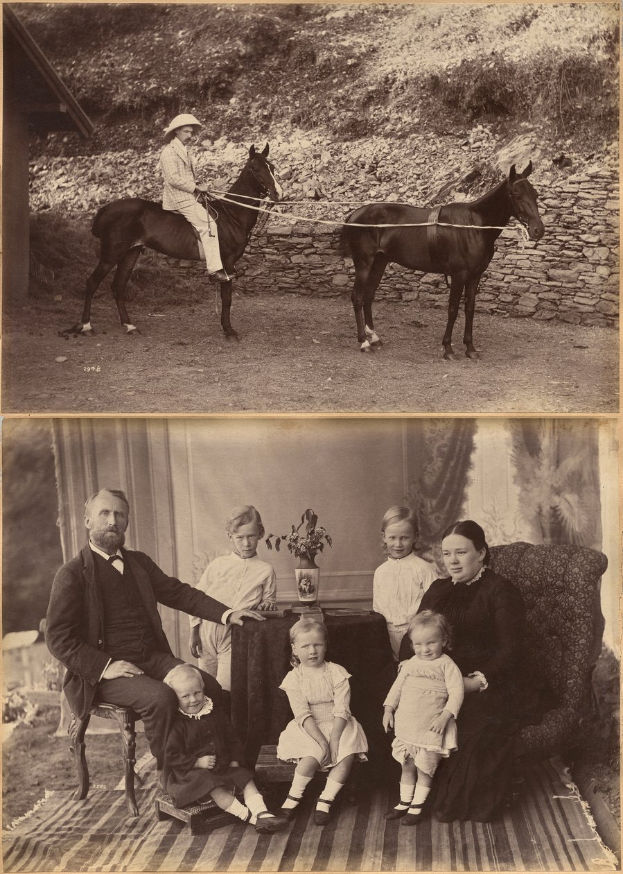 Kapitan H.S. Rawhinson (strona przednia); pan Robert Holtz wraz z rodziną (strona tylna) autorstwa Raja Deen Dayal