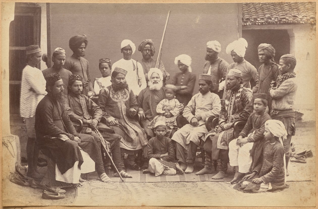 Rodzina Mowhriego Rahmana Alliego Khana, Rewa (awers, na dole) autorstwa Raja Deen Dayal