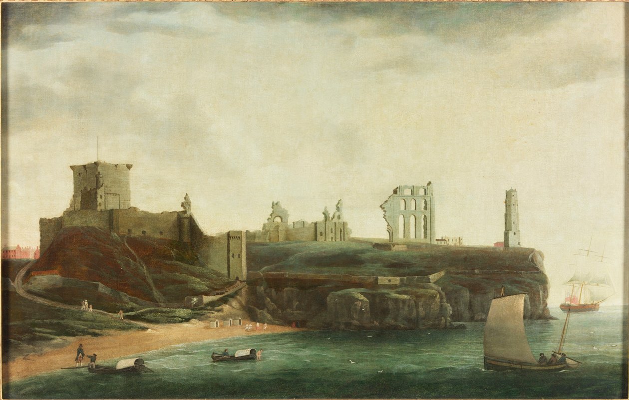 Figurki i maszyny do kąpieli w zatoce poniżej zamku Tynemouth autorstwa Ralph I Waters