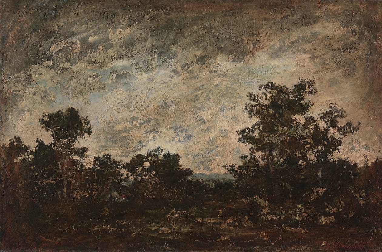 Obóz indiański, ok. 1890 (olej na płótnie) autorstwa Ralph Albert Blakelock