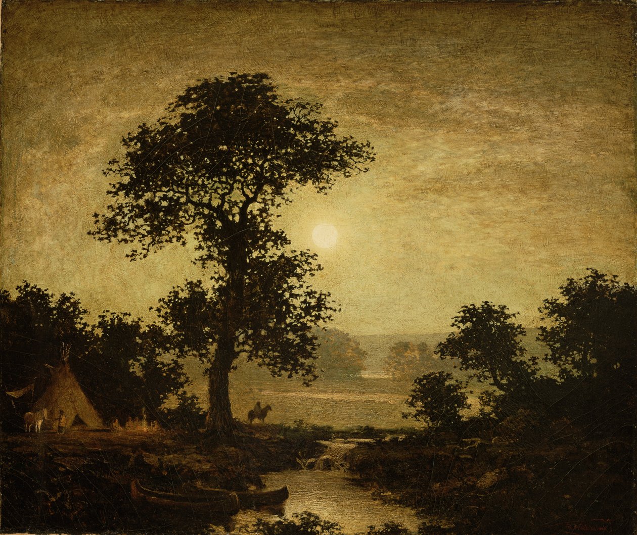 Światło księżyca, ok. 1885-89 (olej na płótnie) autorstwa Ralph Albert Blakelock