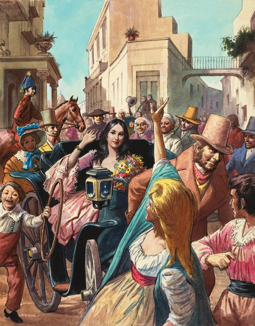 Maria Malibran (1808-36) zwiedzająca Lukkę we Włoszech (gwasz na papierze) autorstwa Ralph Bruce