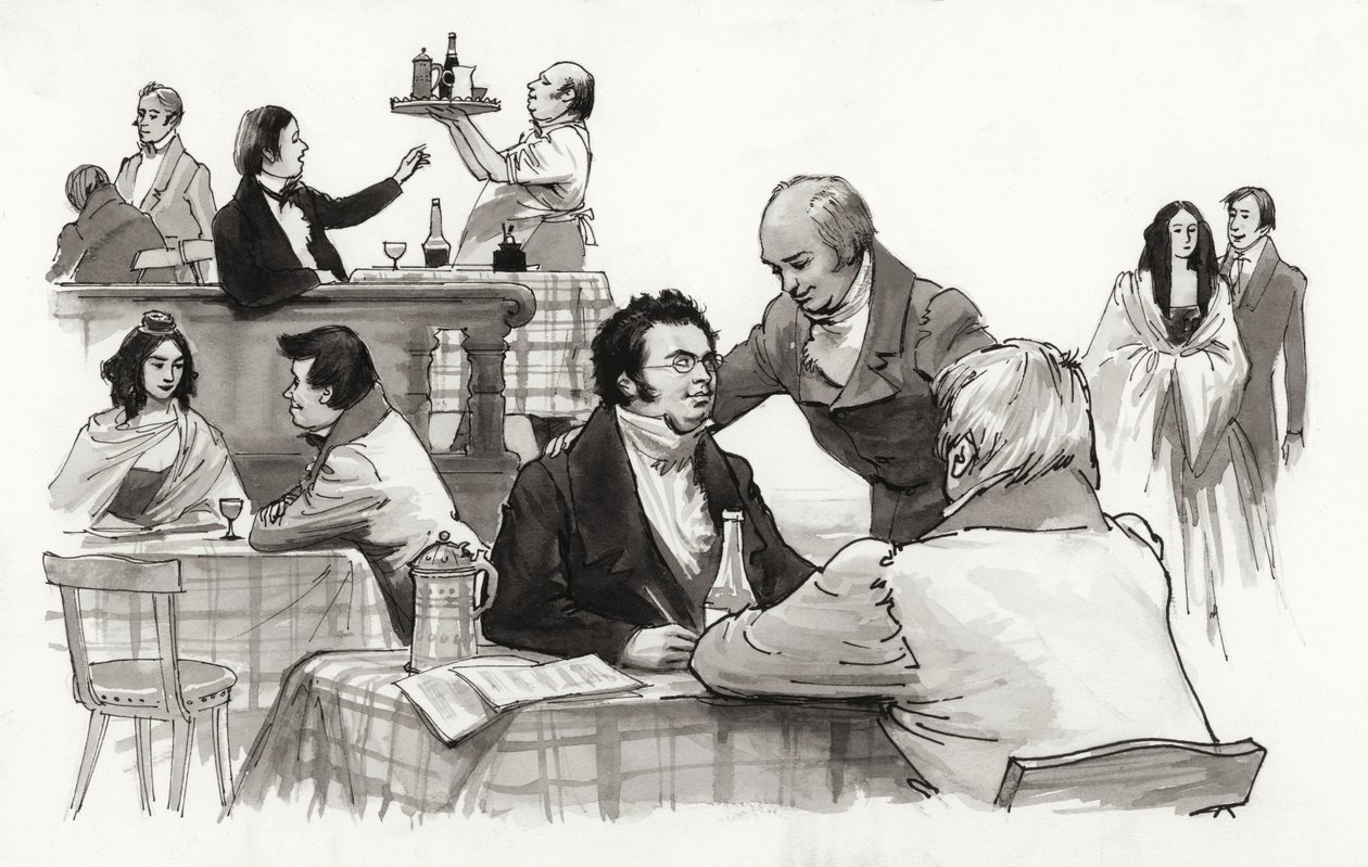 Schubert i przyjaciele (gwasz na papierze) autorstwa Ralph Bruce