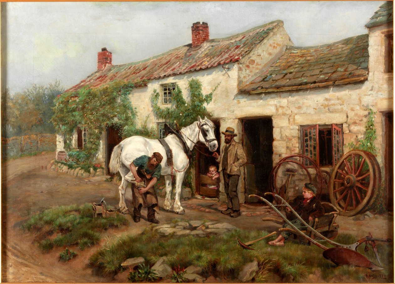 Kuźnia, koniec mostu Hexham, 1885 autorstwa Ralph Hedley