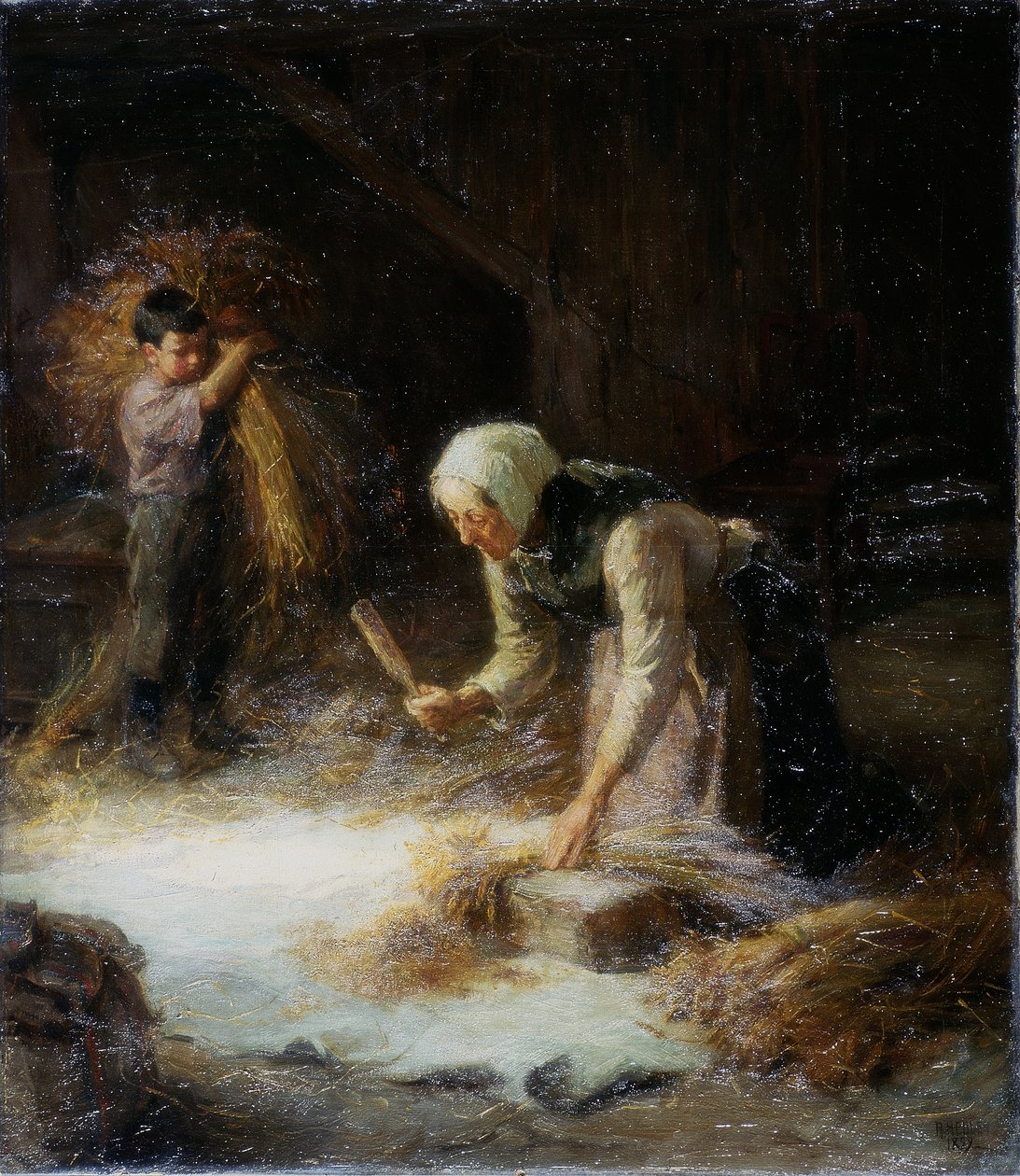 Młócenie pokłosów, 1899 autorstwa Ralph Hedley