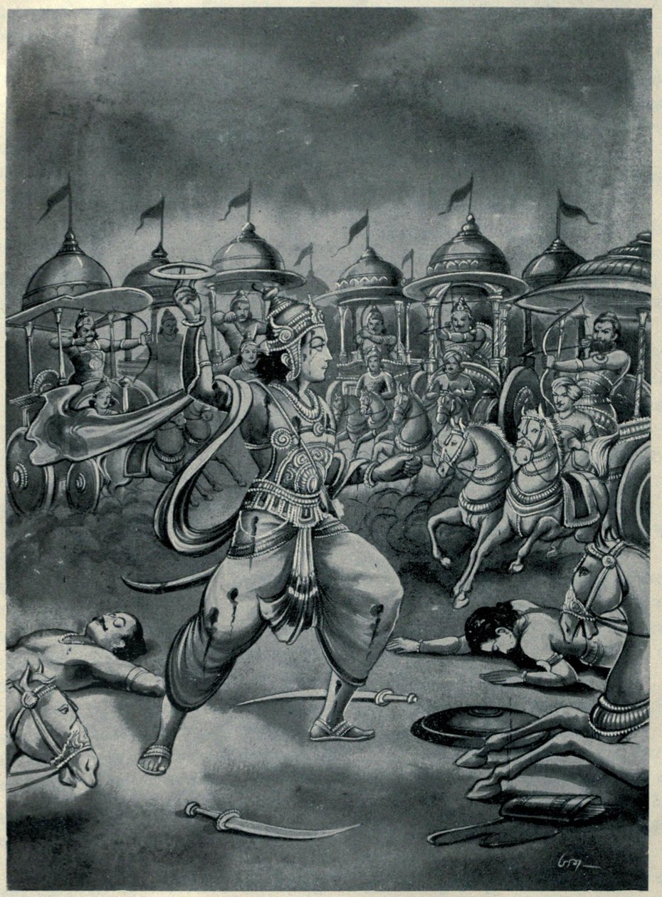 Abhimanyu butting sam w Chakravyuh autorstwa Ramanarayanadatta astri