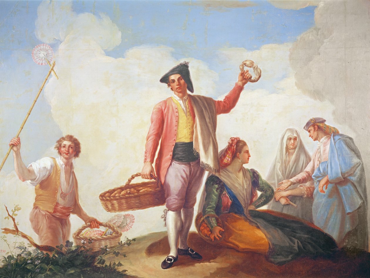 Sprzedawcy wachlarzy i róż, 1788 autorstwa Ramon Bayeu y Subias