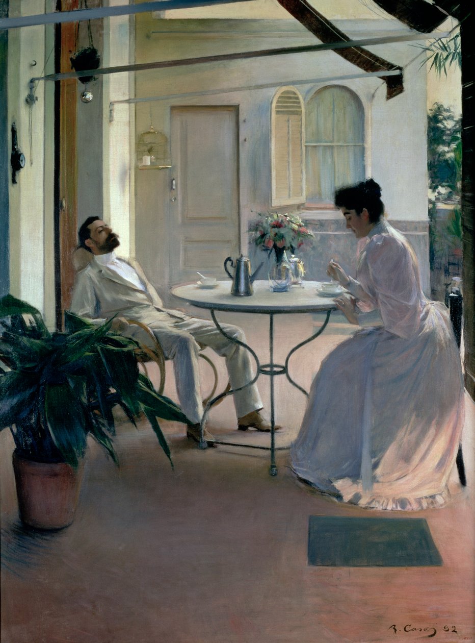 Wnętrze na świeżym powietrzu, Barcelona, 1892 autorstwa Ramon Casas i Carbo