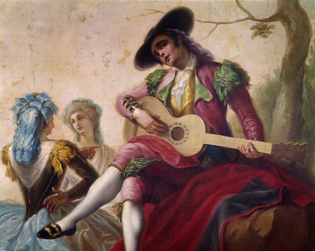 Gitarzysta, detal (karton na gobelin) autorstwa Ramon Bayeu y Subias