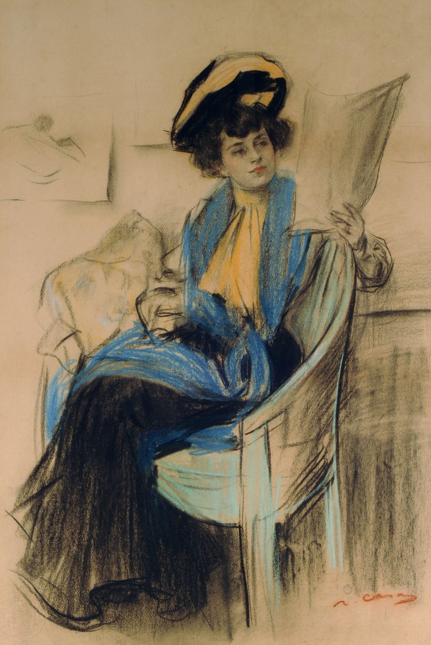 Mademoiselle Clo-Clo (pastel na papierze) autorstwa Ramón Casas