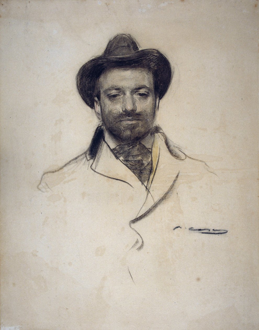 „Portret hiszpańskiego malarza i fotografa Jose Marii Serta (1874-1945)”” Rysunek węglem autorstwa Ramona Casasa (1866-1932) 1904 Kolekcja prywatna autorstwa Ramón Casas