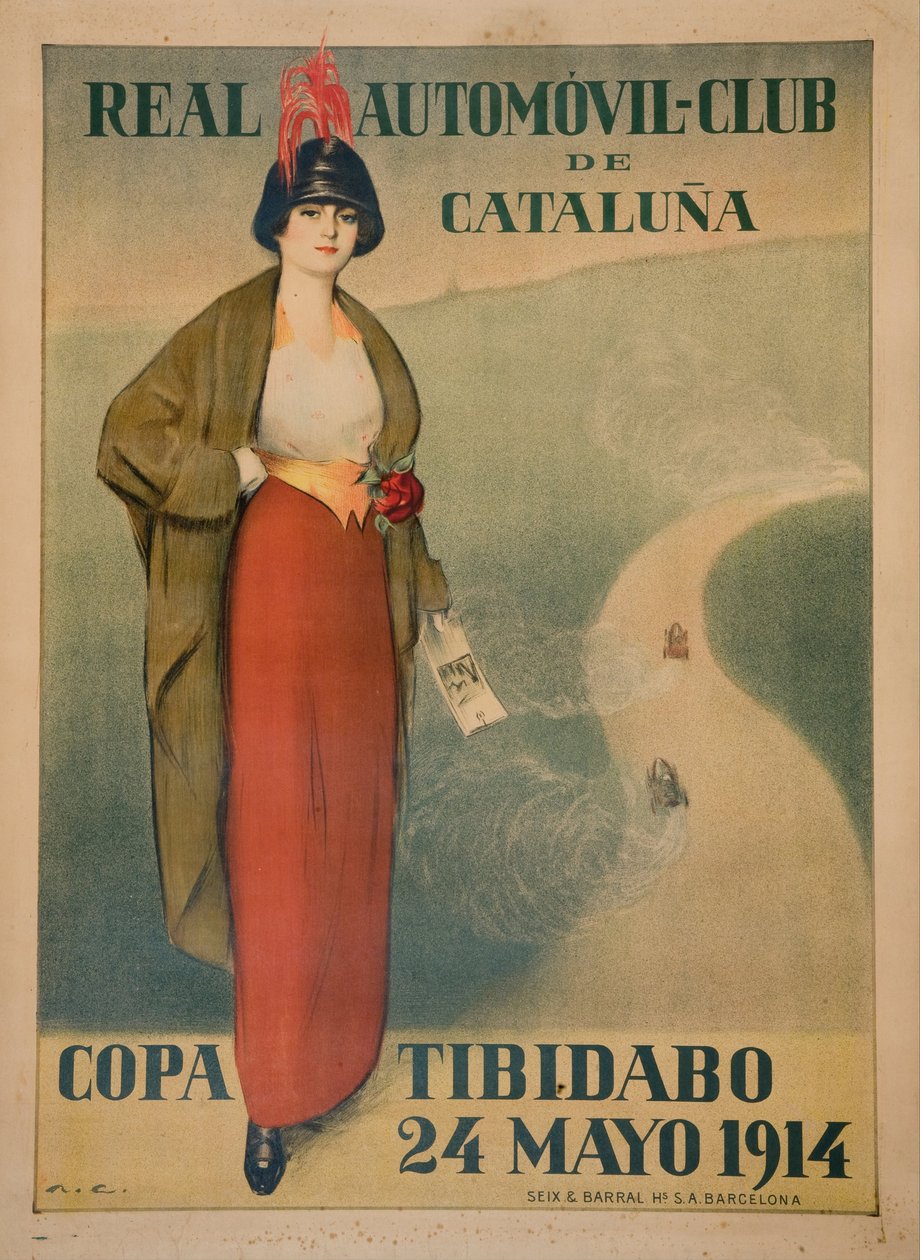 Plakat Królewskiego Klubu Samochodowego Katalonii autorstwa Ramon Casas i Carbo
