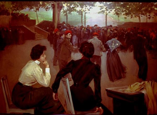 Sardanas w fontannie św. Roki w Olocie, ok. 1901-02 (olej na płótnie) autorstwa Ramon Casas i Carbo