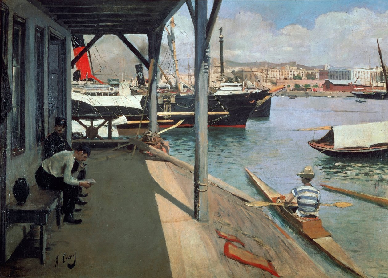 Port w Barcelonie autorstwa Ramon Casas i Carbo