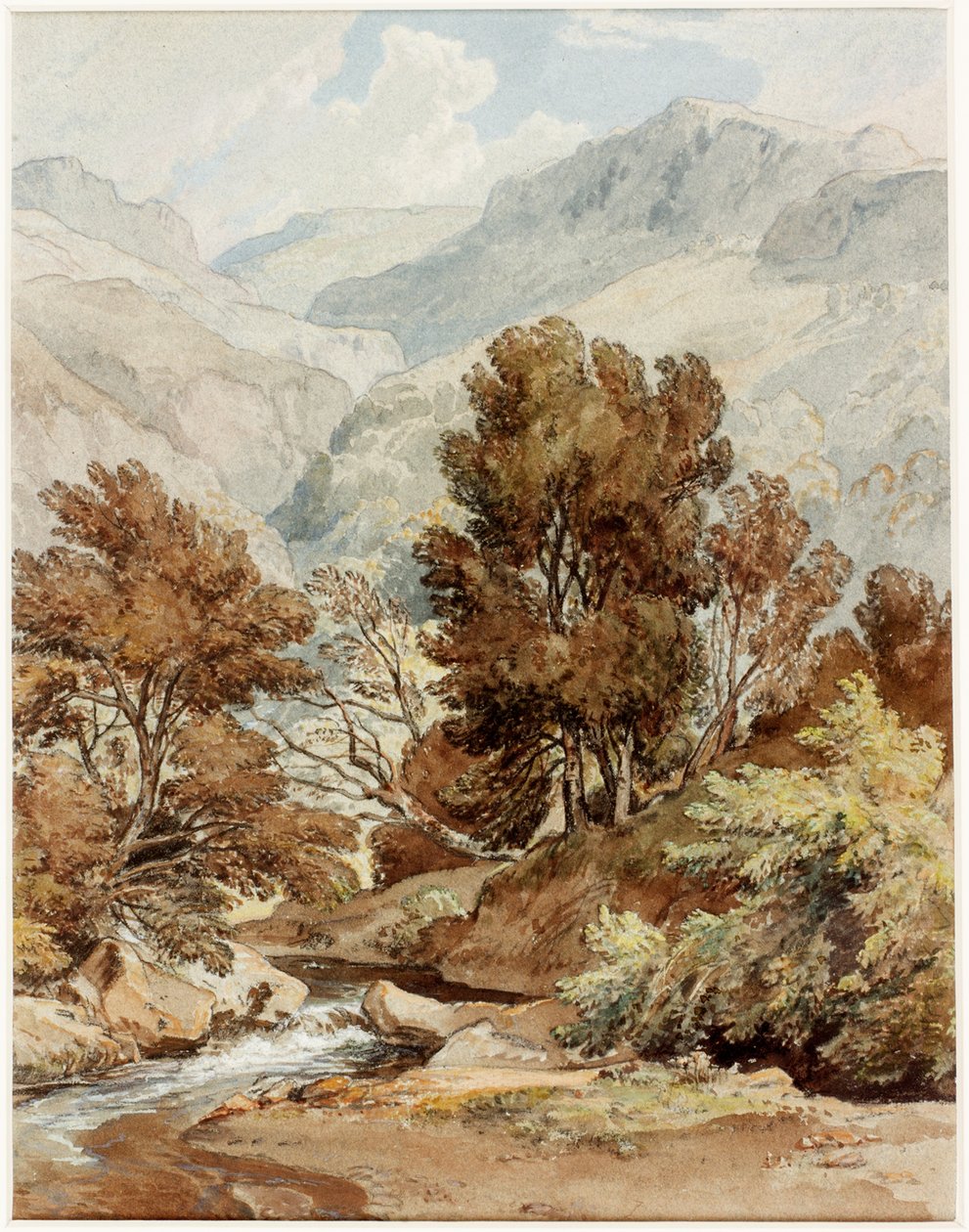 Widok z brzegu jeziora Keswick (kreda i toaleta na papierze) autorstwa Ramsay Richard Reinagle