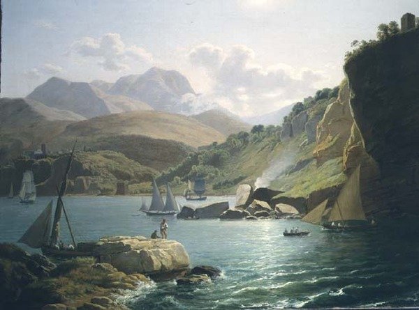 Widok na wybrzeże Vietri Sul Mare i wioskę Raito w zatoce Salerno autorstwa Ramsay Richard Reinagle